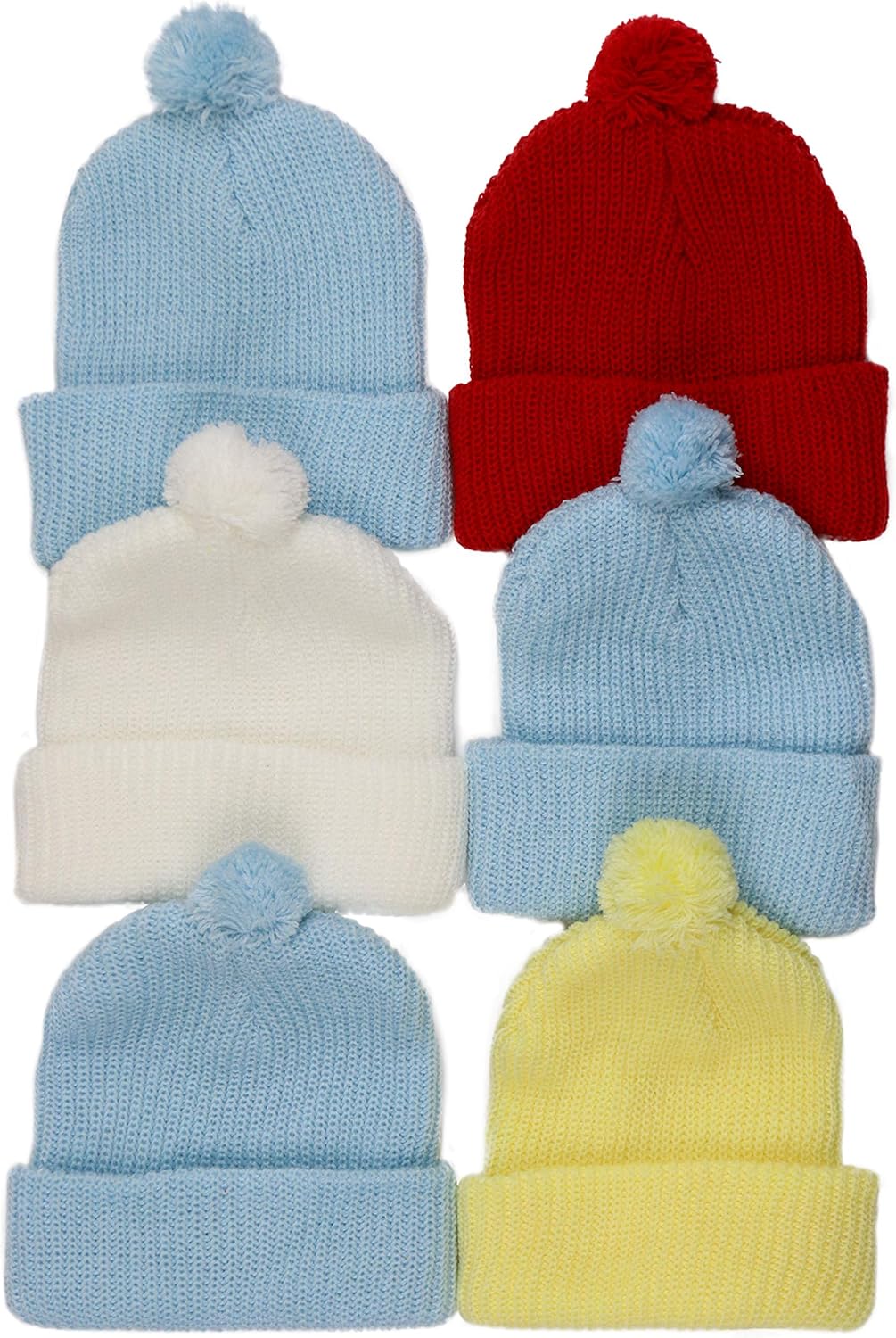 ToBeInStyle 6 Pack Kids' Soft & Stretchy Knitted Acrylic Winter Beanies