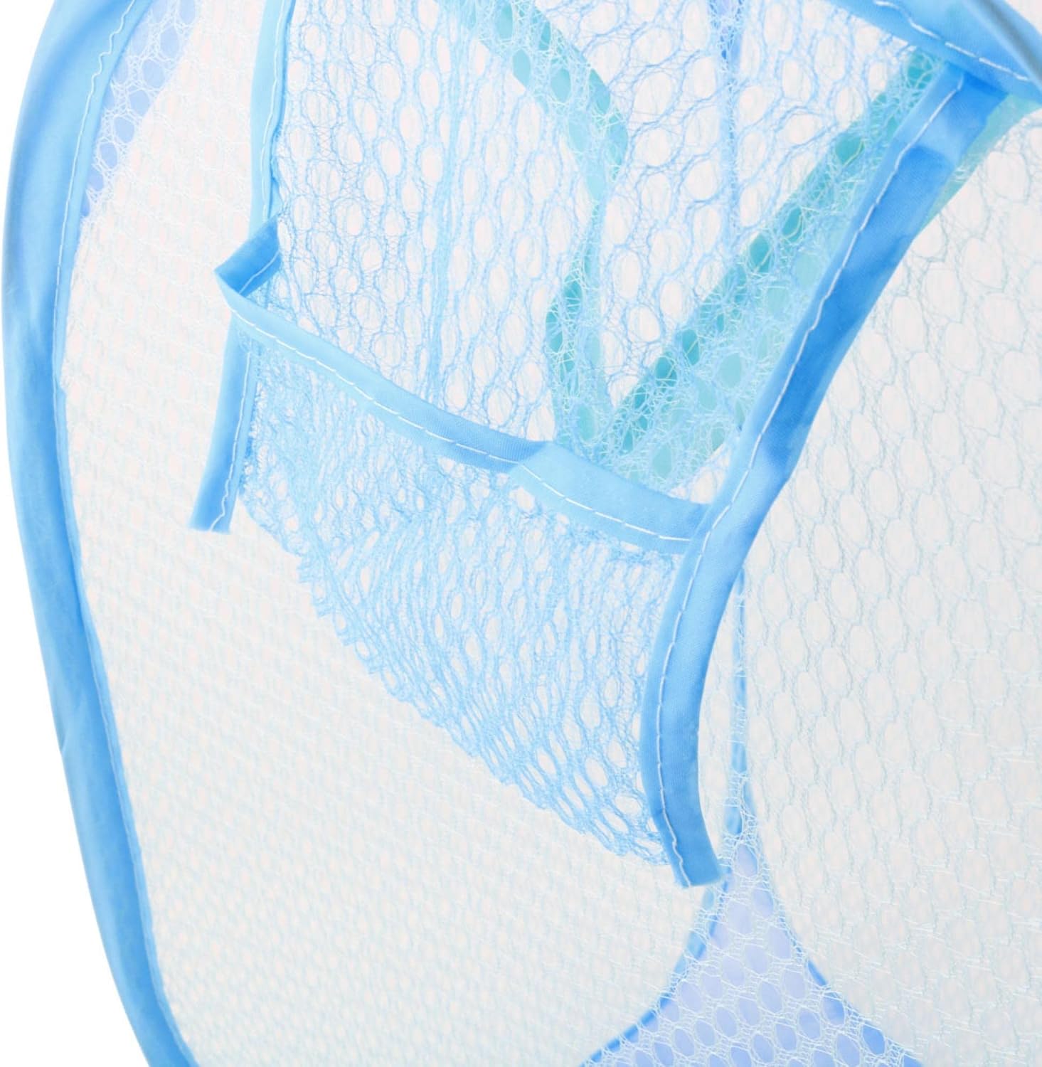 uxcell Home Foldable Pop Up Washing Clothes Storage Bag Box Mesh Laundry Basket Blue