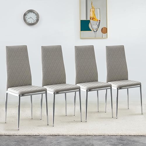 Miniatura 1 de OUYESSIR Juego de 4 sillas de comedor modernas, sillas de cocina y comedor con respaldo alto tapizado, sillas laterales de comedor con patas de