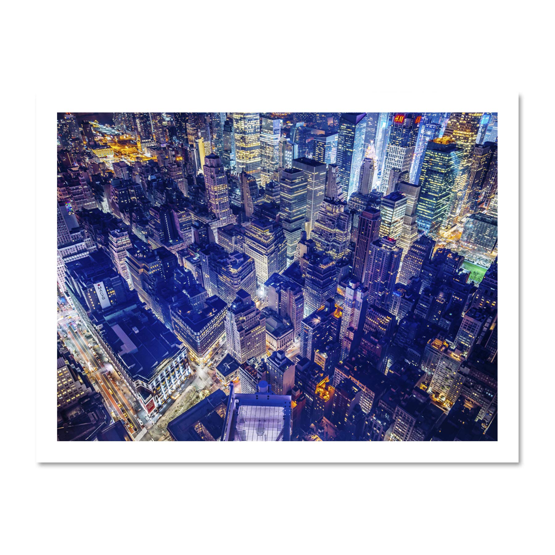 Aerial View York Night Large Framed Art Print Poster Wall Decor 18x24 inch