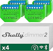 Shelly Dimmer 2, Interruttore Varialuce Wi-Fi, Dimmer con Cavo 10-220 W per LED, Incadescenza, Alogene Dimmerabile, Nessun Neutro richiesto, Alexa e Google Home, App iOS Android (4 pezzi)