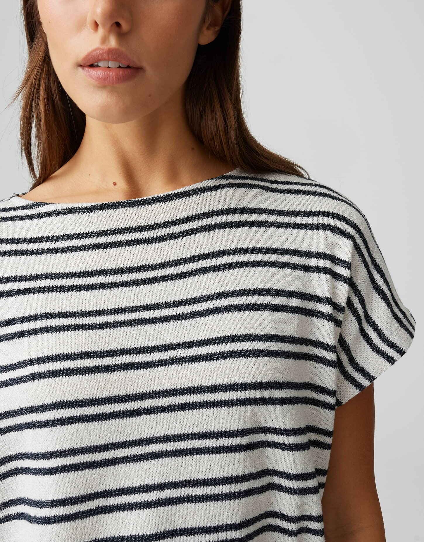 OPUS Damen Kurzarmshirt | Gestreiftes Jerseyshirt in Strickoptik Regular Fit
