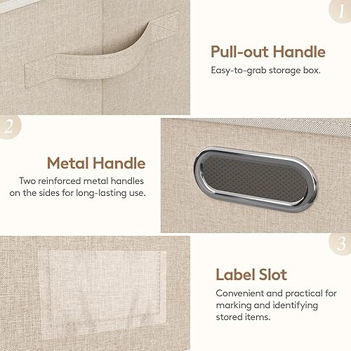 Miniatura 5 de Lifewit Contenedores grandes de almacenamiento de ropa con tapas, cajas de almacenamiento plegables de tela con asas, organizador de armario