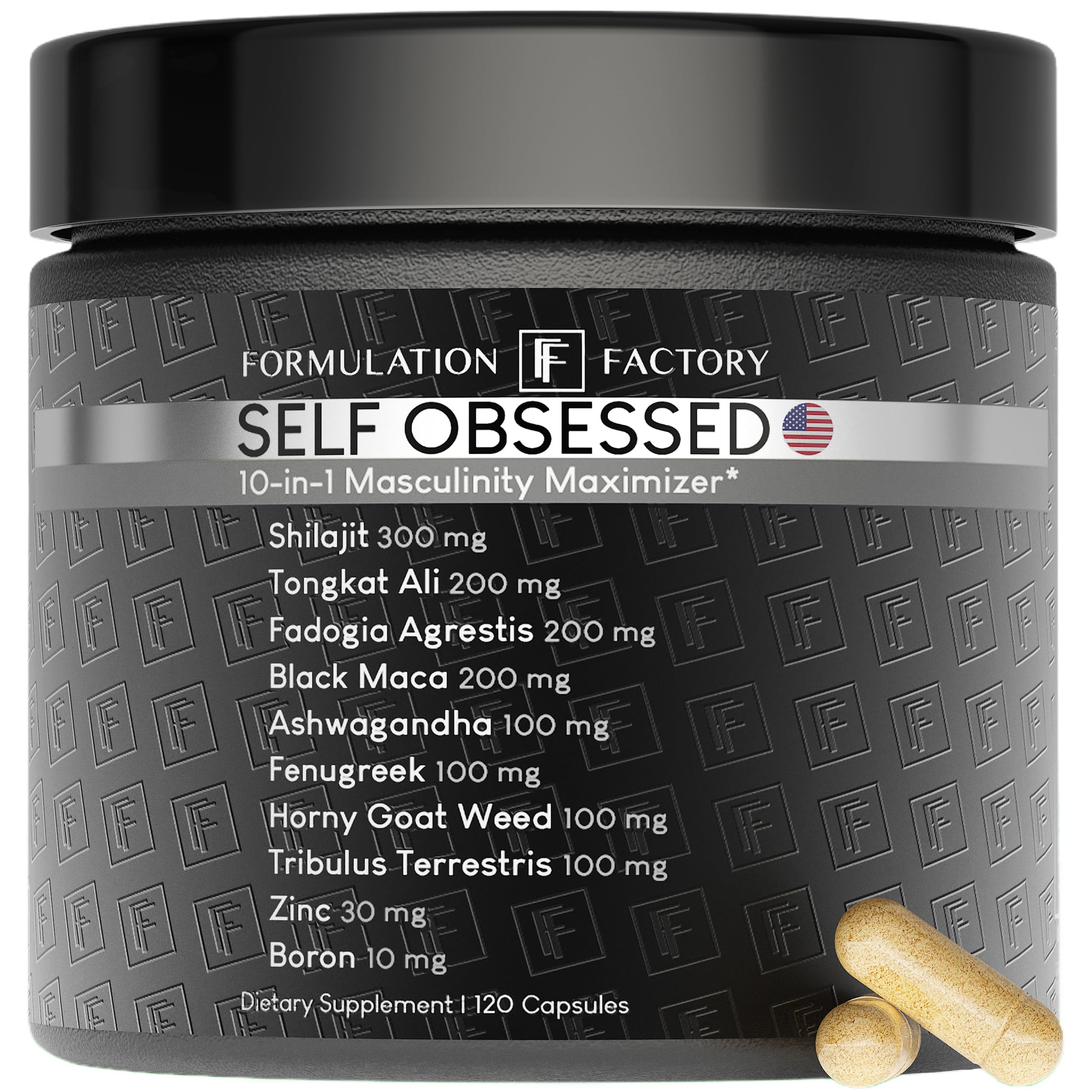 Self Obsessed 10 in 1 Masculinity Maximizer Supplement, Shilajit for Men, Tongkat Ali, Ashwaganda, Fenugreek Muscle Growth, Energy, Drive, Strength, Recovery 2 Month (Pack of 1)