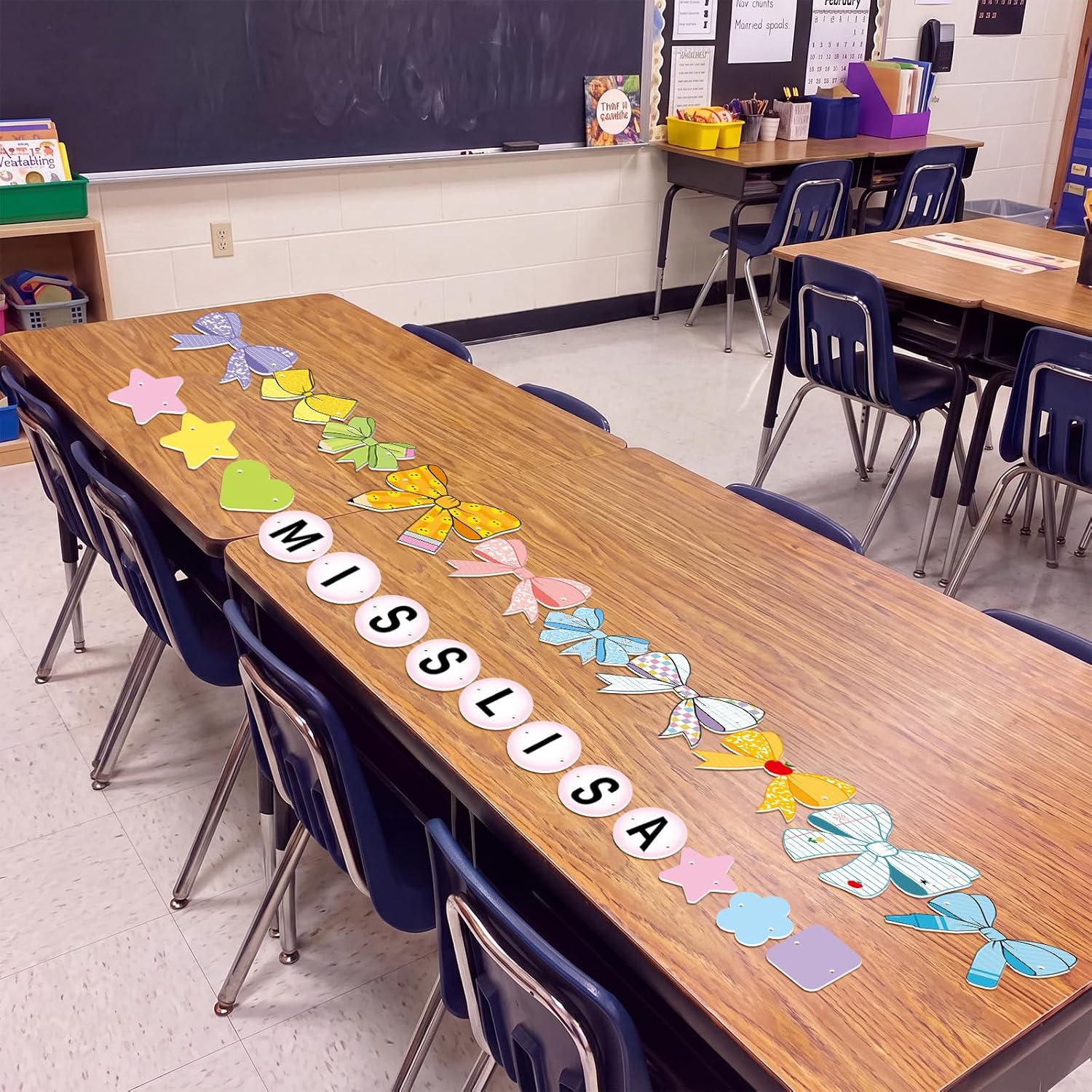 Sabary Composition Notebook Teacher Desk Skirt Sticker with Garland