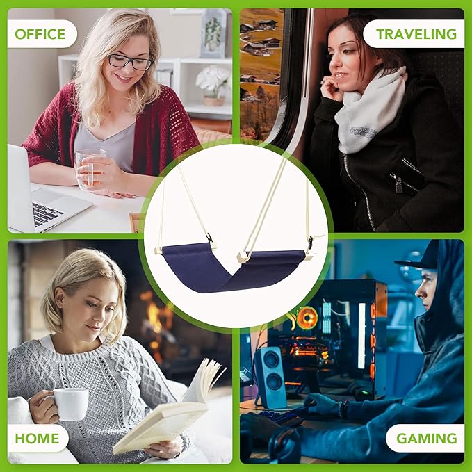 Hamaca para pies iMissiu, reposapiés ajustable para escritorio, con soporte para auriculares, negro miniatura 7