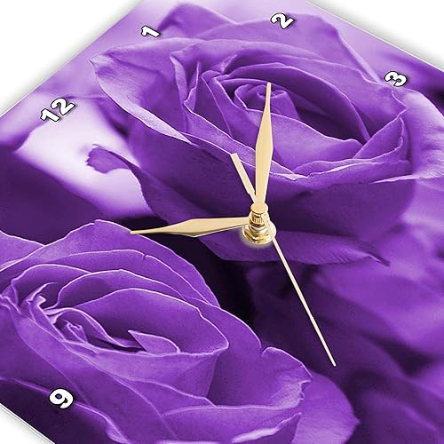 Miniatura 3 de 3dRose DPP_6917_3 Reloj de pared con tres rosas moradas polvorientas, 15 x 15 pulgadas