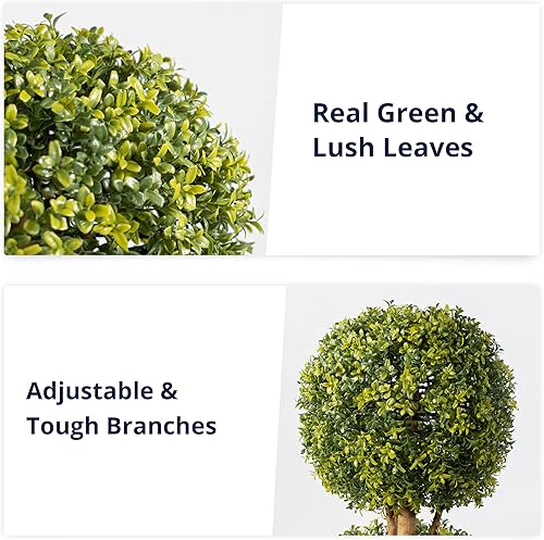Miniatura 6 de Cozy Castle Paquete de 2 Árbol de bolas de boj artificial de 56 pulgadas topiarios sintéticos de 47 pies para oficina en casa plantas verdes y