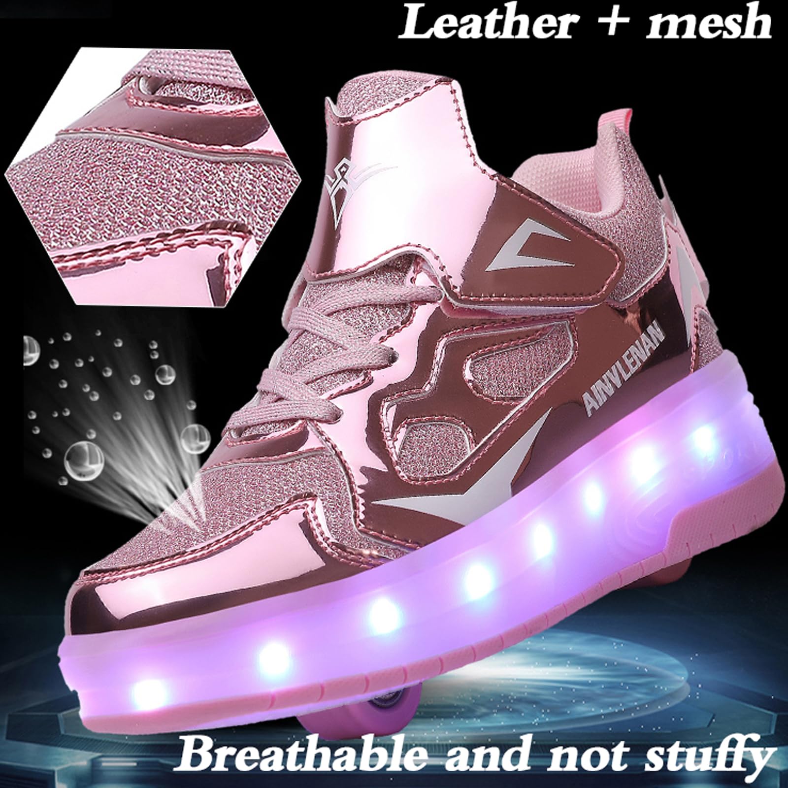 Zapatillas Deportivas con Ruedas para niños,Zapatillas con Ruedas niño,Zapatos con Dos Ruedas,Ruedas Multifuncionales,Carga USB,2 en 1,LED Light-UP,para Regalos creativos de Vacaciones