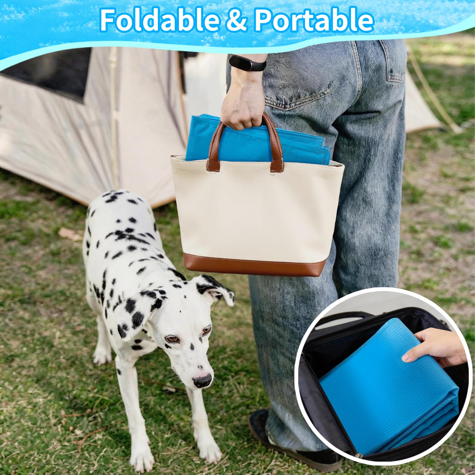 Tappetino refrigerante per cani, 120 x 75 cm, certificato GRS, in gel solido atossico, tappetino auto-raffreddante per cani, sollievo rapido in estate calda, coperta fresca ideale per mantenere