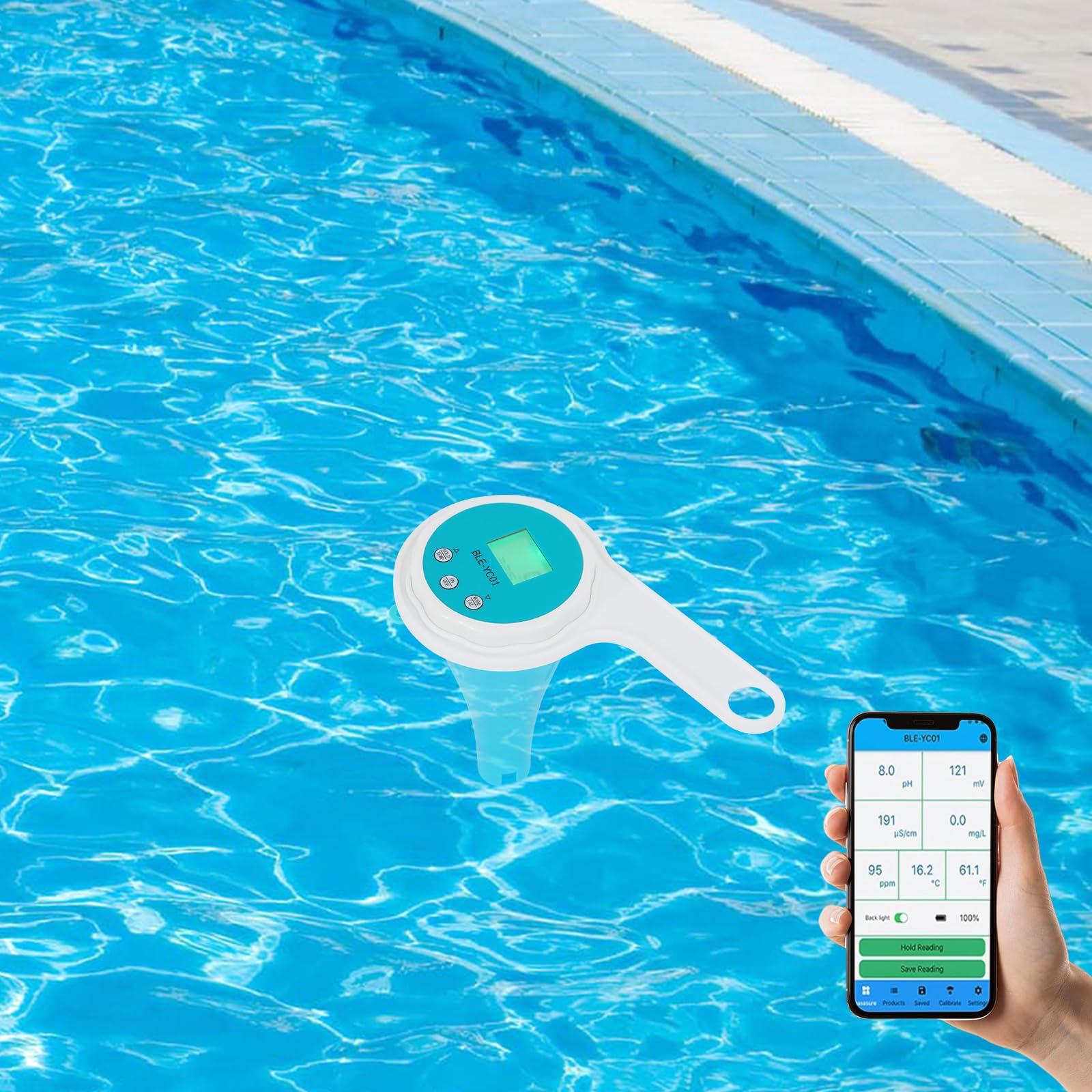 Wassertester Trinkwasser 6-in-1 Digitaler Wasserprüfer Bluetooth-Fähiger mit App-Verbindung und IP67 Schutz Präziser Tester Leitwertmessgerät Aquarium für Schwimmbad, Pool und Hydroponik