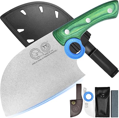 Miniatura 20 de XYJ Auténtico desde 1986, cuchillo de carnicero grande y resistente, cuchillo de chef serbio con estuche, cuchillo de cocina para vegetales del