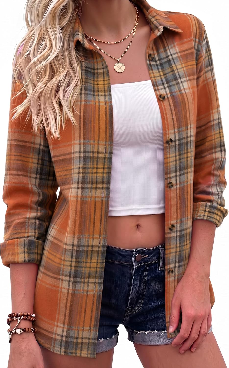 Zeagoo Flannel Shirt Women Button Down Long Sleeve Plaid Shirts Collared Casual Work Tops