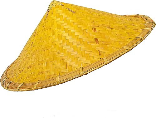 Miniatura 3 de NW Xihexi Paquete de 2 sombreros chinos de bambú para granjero de arroz oriental asiático japonés jardín pez, tapa cónica