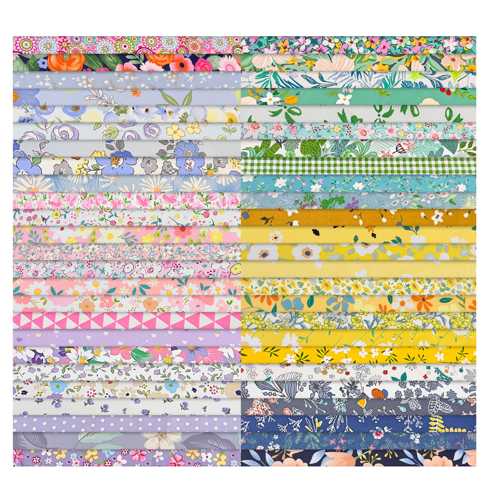 Aucuu 50PCS Fat Quarters Fabric Bundles, 25 x 25cm Fabric Bundles, Quilting Cotton, Bundle Quilting Craft FA-BRIC, Precut Easter & Spring Cotton FA-BRIC for DIY Crafts, Sewing, Patchwork, Home Decor
