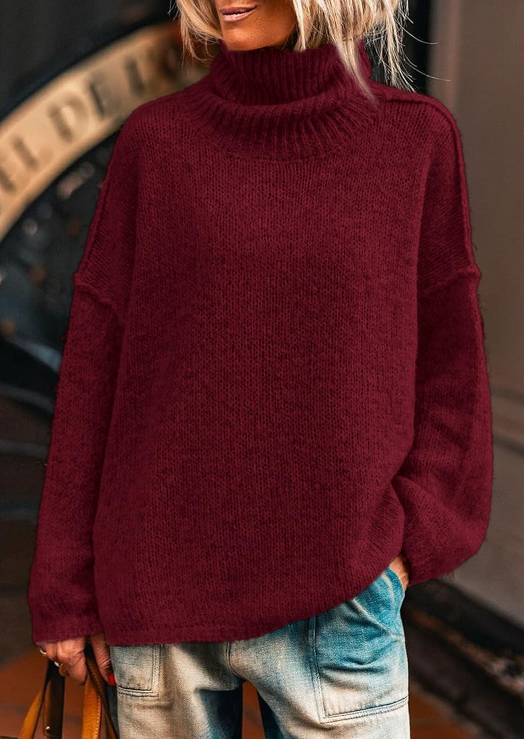 PRETTYGARDEN Womens Turtleneck Long Sleeve Sweater 2025 Fall Trendy Loose Fit Knit Tops Oversized Pullover Sweaters - Image 4