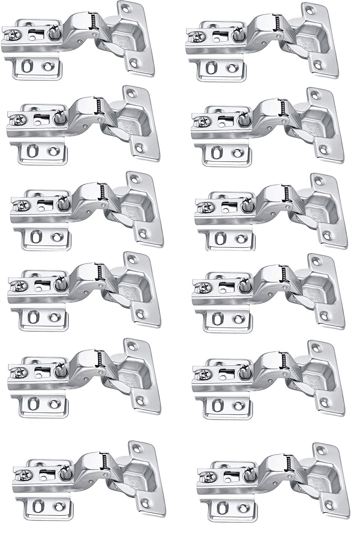 Met Craft Steel Auto Close (Non Soft Close) Slide On Concealed Hinges for Inset Door Pack of 6 Pair (16 Degree Crank,Silver)