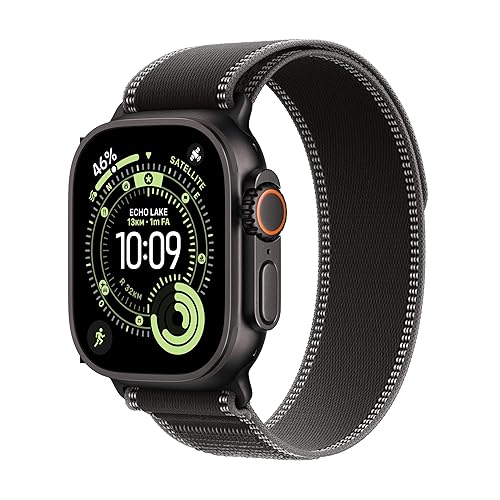 Apple Watch Ultra 3 GPS + Cellular, Cassa 49 mm in titanio nero con Trail Loop nero/cenere - S/M