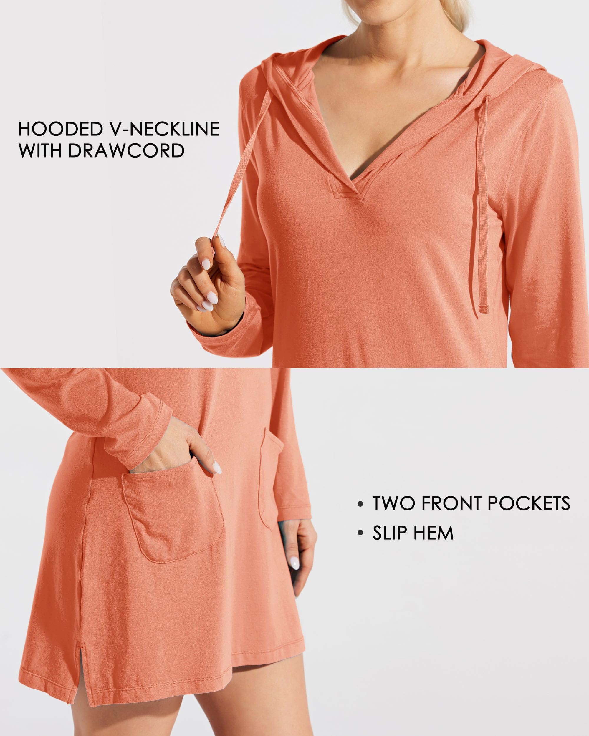 Willit Sudadera ligera con capucha para mujer, con protección solar UPF 50+, de manga larga, para senderismo, pesca, al aire libre