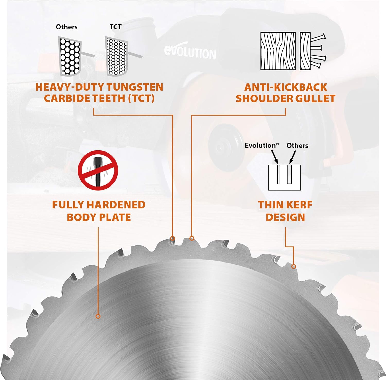 Evolution Power Tools R210TCT-24T (Rage) TCT Blade Multi-Material Cutting Cut Steel Aluminium Plastic Wood (even with embedded nails) Virtually No Sparks or Heat, For Miter Saws, 24-Teeth, 8-1/4 Inch