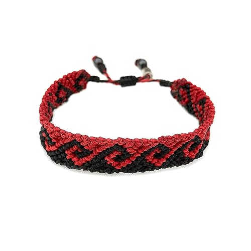 Wave Bracelet for Men in Black and Red - Hand Knotted Sailor Macrame Woven Mens Bracelets by RUMI SUMAQ Handmade Jewelry