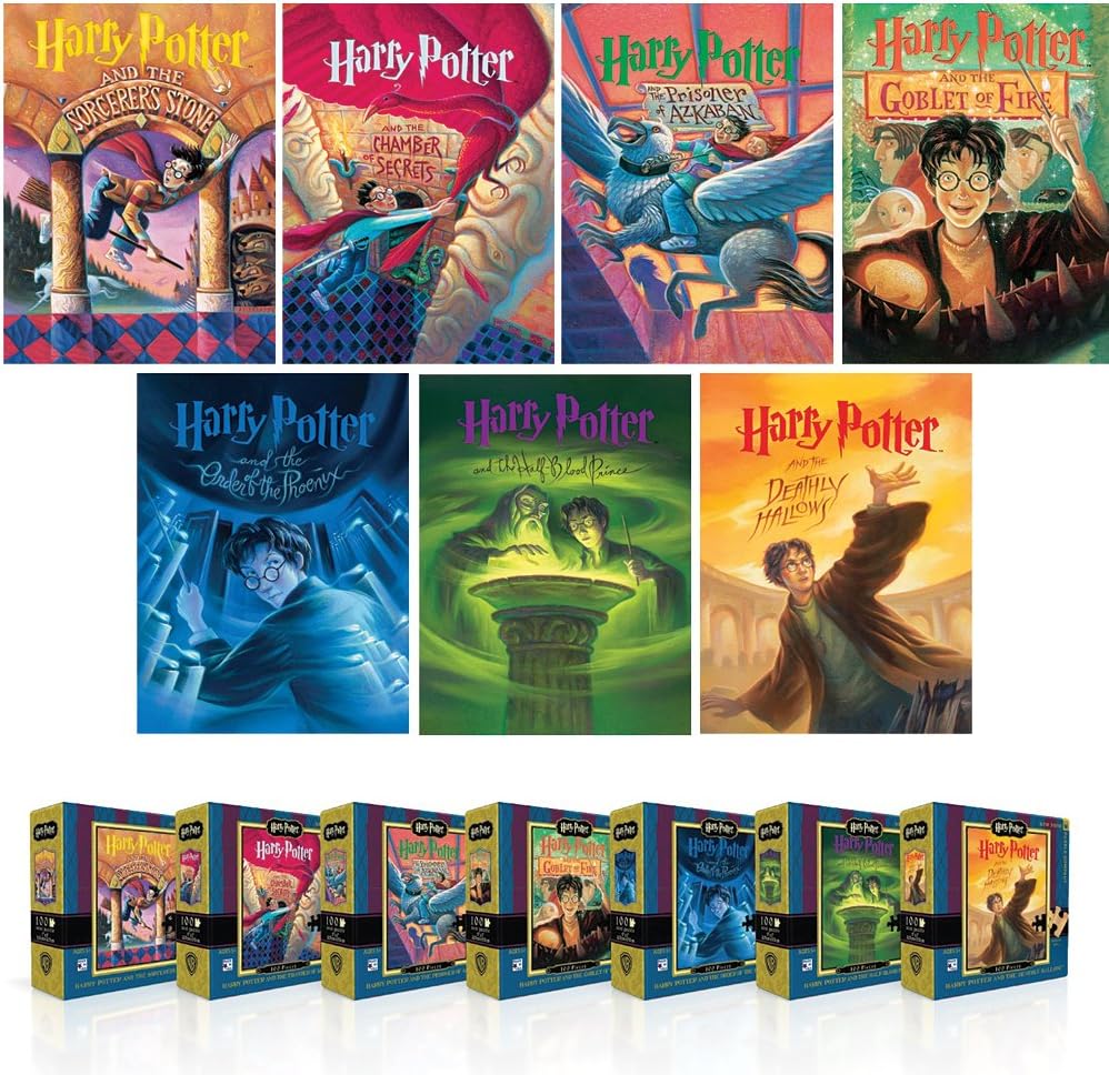 New York Puzzle Company - Harry Potter Harry Potter Mini Puzzle Collector's Set - 7 Piece Jigsaw Puzzle for Adults by Mary GrandPré