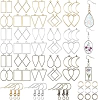 Inbagi 180-Piece Resin Bezels Jewelry Making Kit: 60 Geometric Open Frames, Hooks & Rings in Gold/Silver/Bronze for DIY Necklaces & Earrings