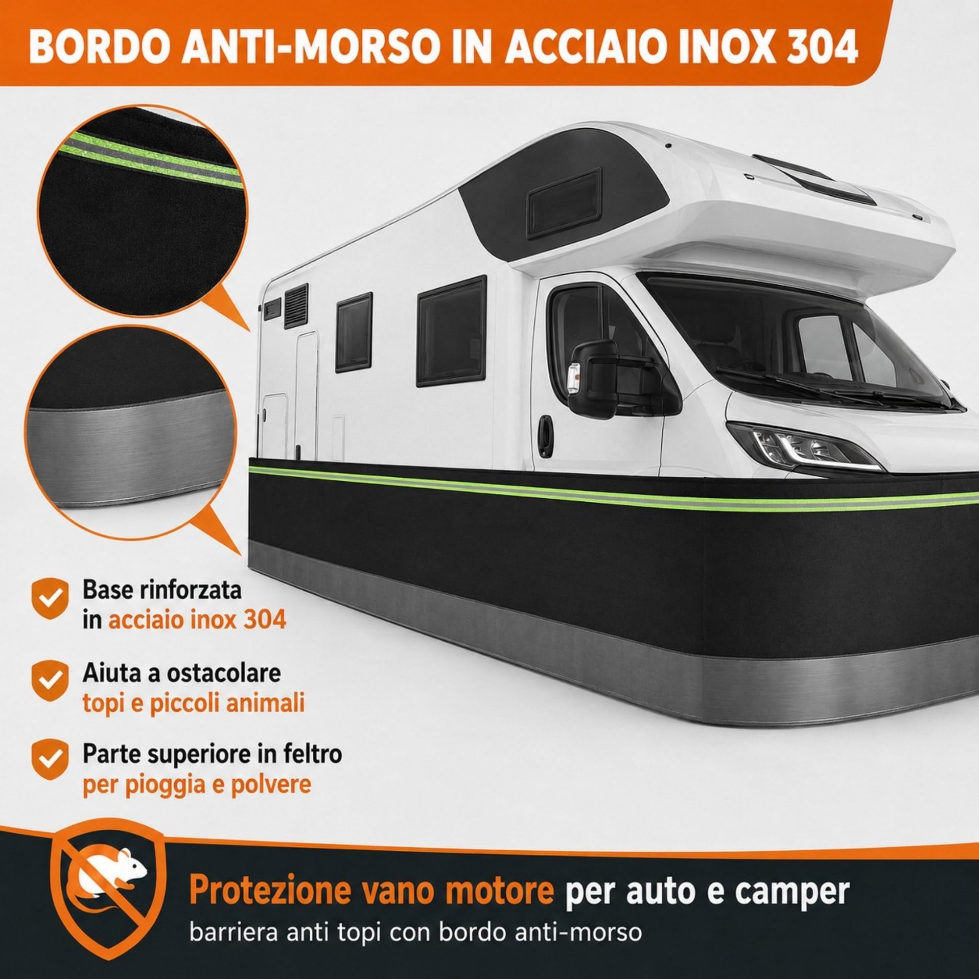 Barriera Anti Topi per Auto, Recinzione Anti-Roditori Riflettente per Vano Motore, Rete Anti-Morso con Strisce Riflettenti, per Garage, Esterni, Camper e Furgoni