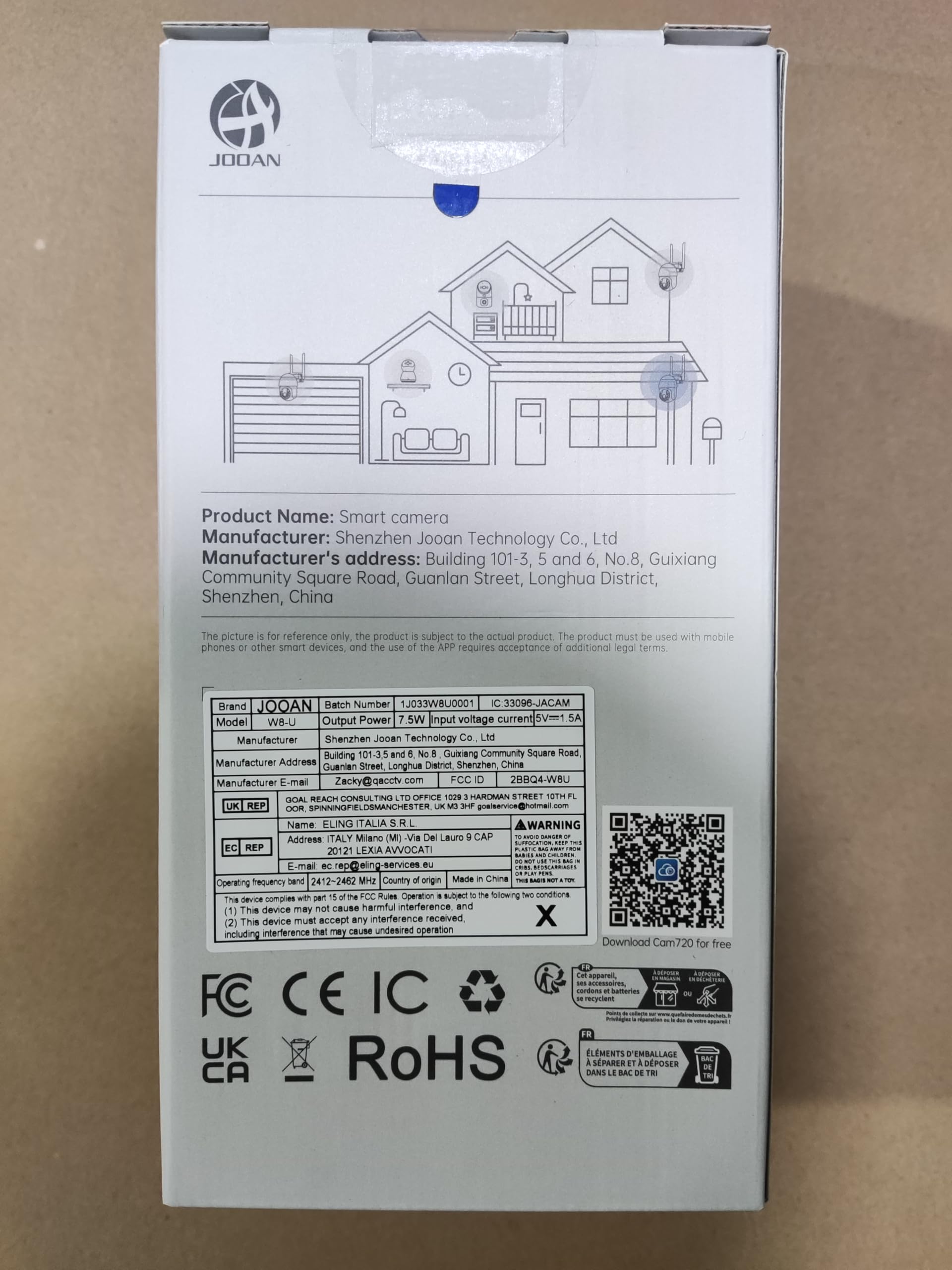 JOOAN Cámara de vigilancia exterior 5G WiFi cámara FHD 2K/3MP 5G/2.4G WiFi para almacenamiento SD y cloud 360° Cámara para perros con aplicación de 2 vías de audio, cámara de vigilancia exterior