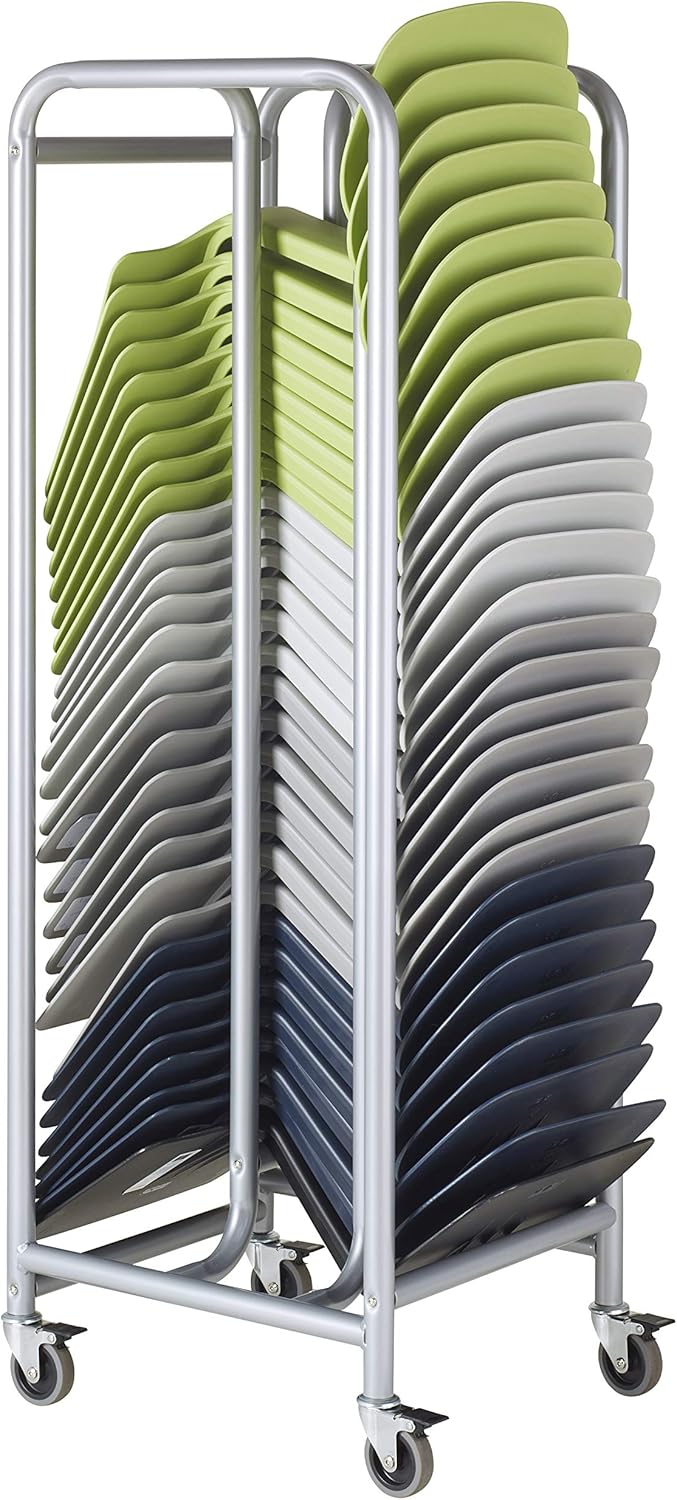 ECR4Kids The Surf Storage Rack, Holds 30 Lap Desks, Classroom Furniture, Silver
