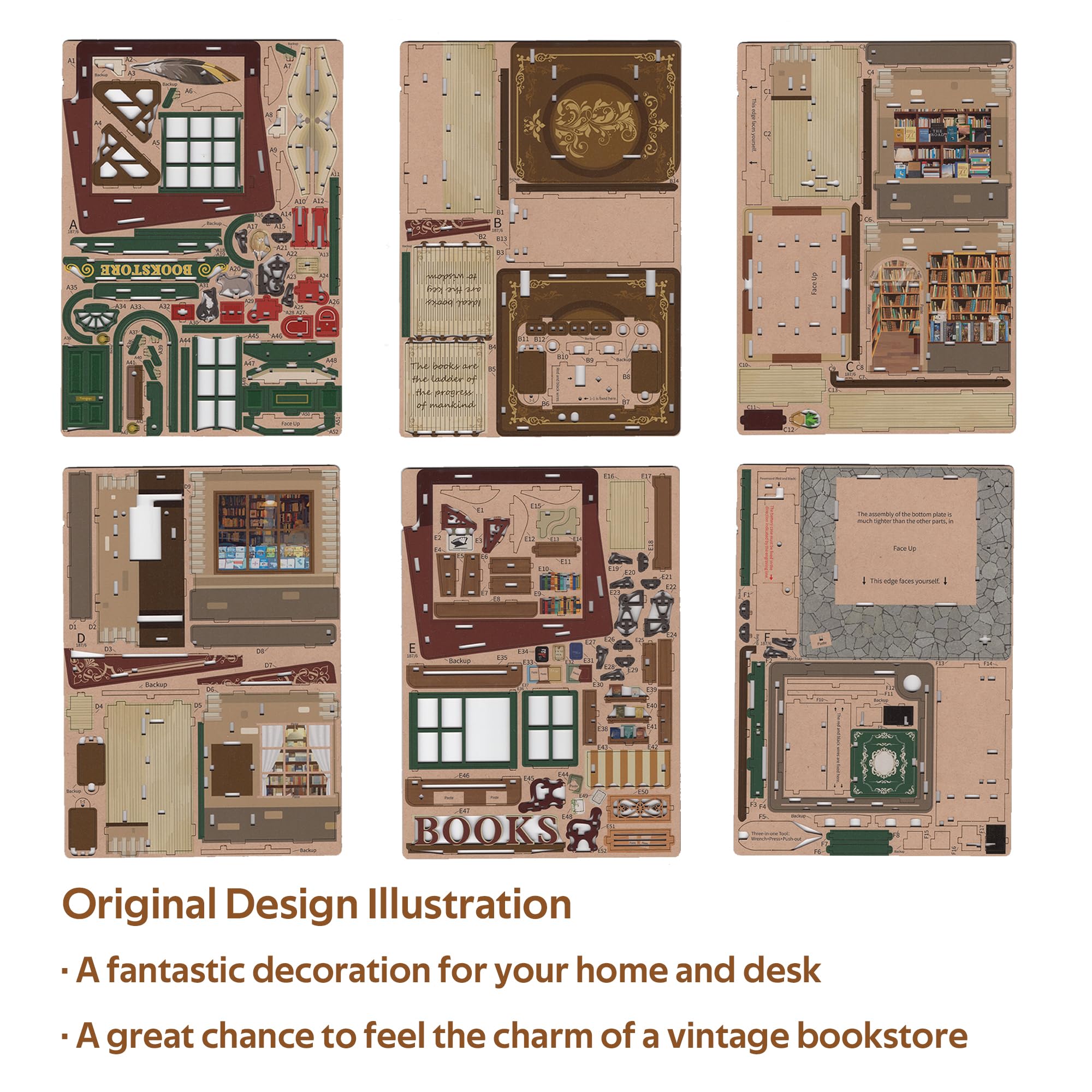 Tonecheer Puzzle 3D Kit, DIY Modello Casa Delle Bambole Scatola di Archiviazione Desktop Creativa, Decorazione Domestica con Apertura Automatica del Coperchio (libreria del tempo)