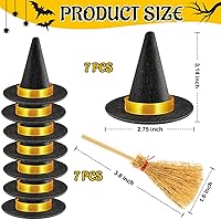 Vista 3 de Mini sombrero de bruja, 14/28/42/56 piezas de sombreros de bruja negros pequeños para manualidades, decoración de fiesta de Halloween