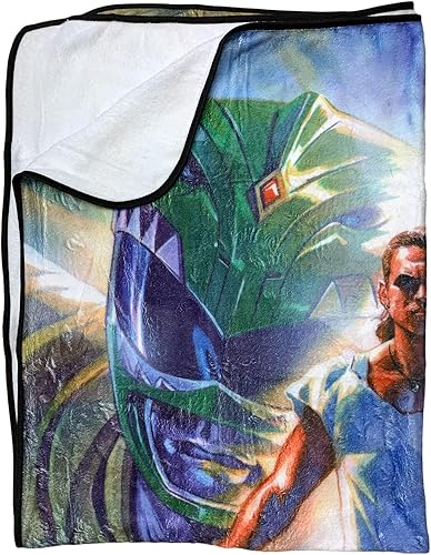 Miniatura 8 de Power Rangers Manta de franela verde y blanca Ranger Tommy Oliver manta de forro polar súper suave 45 x 60 pulgadas
