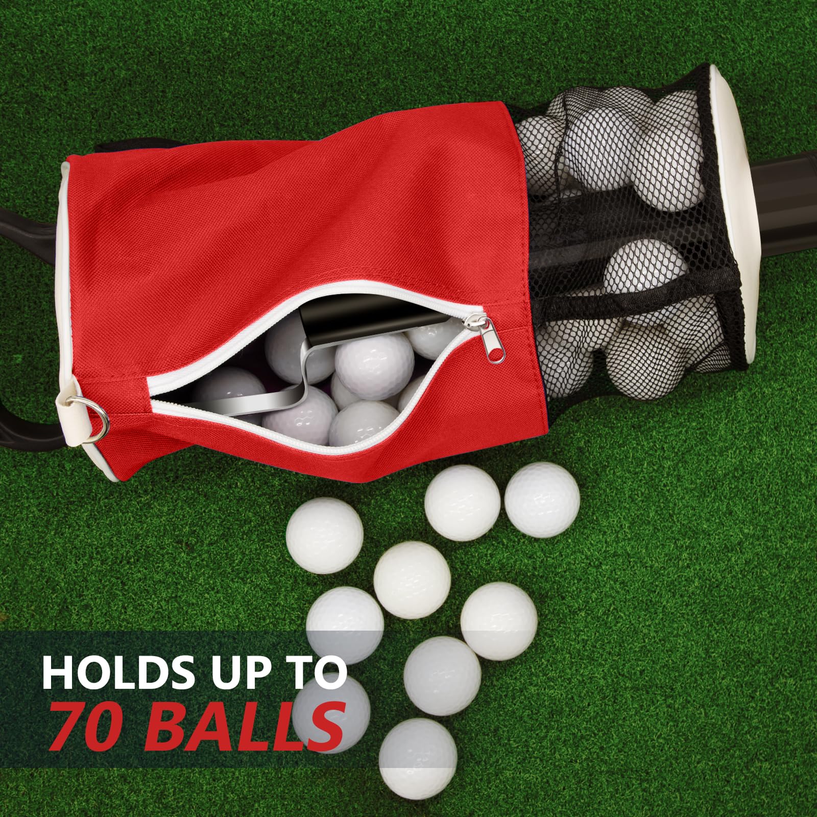 Acebirdie Golf Ball Retriever, Shag Bag for Golf Balls, Golf Shag Bags (Red)