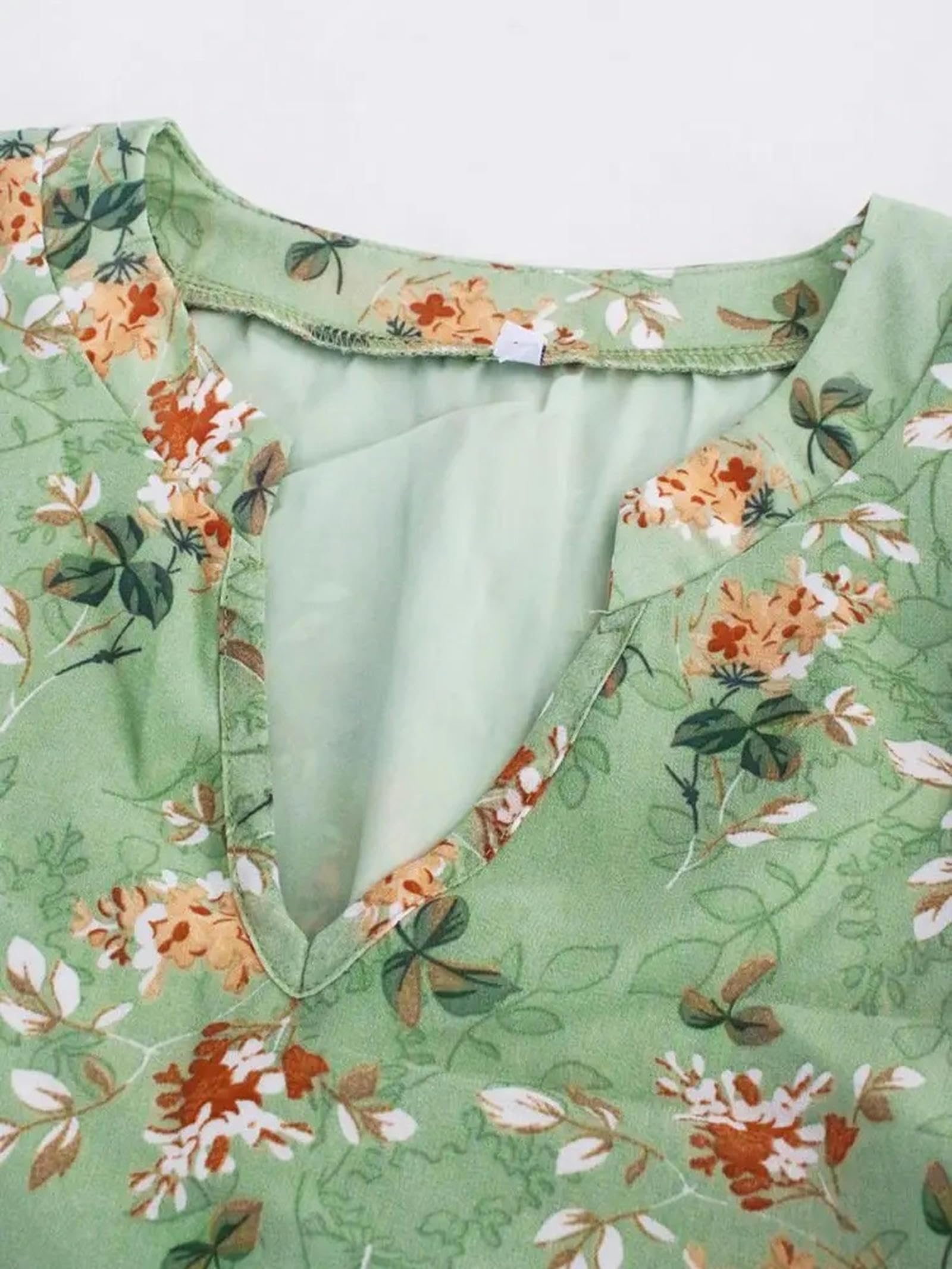 Vestito Primavera Estate Moda Donne V Neck Manica Corta Loose Chic Vestito