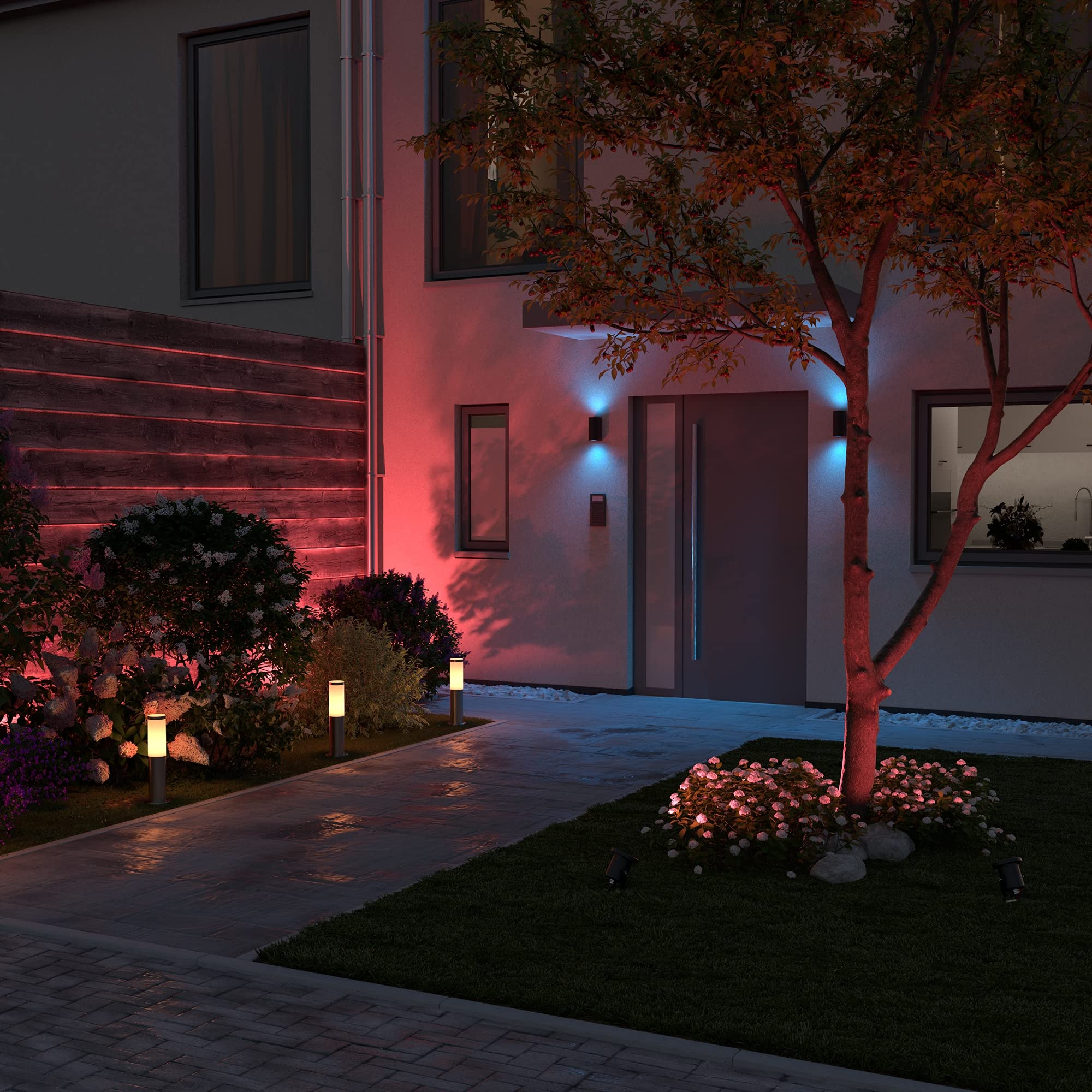 ledscom.de 4x lampa wpuszczana w ziemię BOLI na zewnątrz okrągła stal nierdzewna IP67 108mm Ø z lampą LED Smart Home RGBW GU10, 5.41W, 473lm