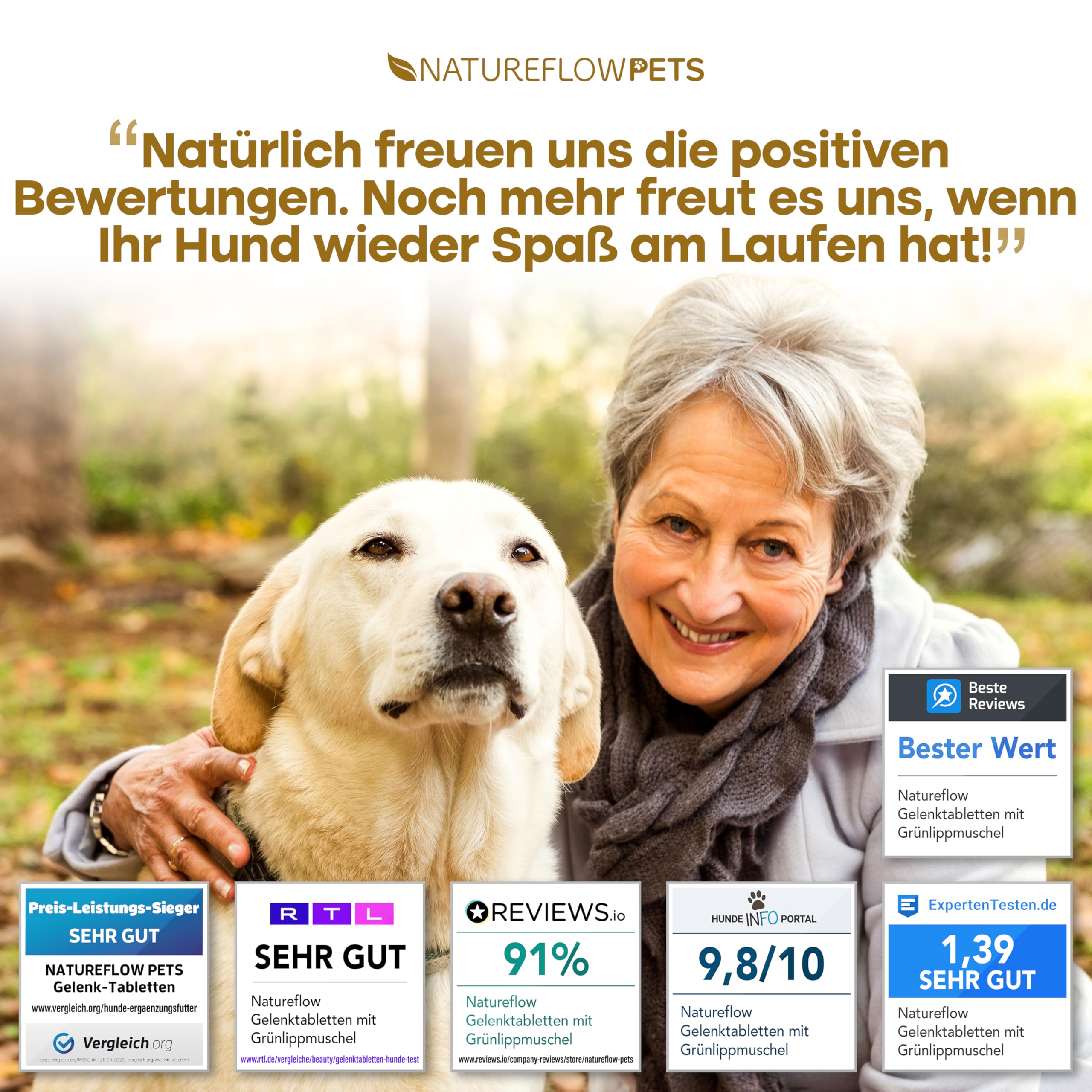 Gelenktabletten Hunde – Test SEHR GUT Made in Germany mit Grünlippmuschel, MSM und Teufelskralle - Keine Kapseln, hohe Akzeptanz Gelenktabletten Hund - 100 Stück