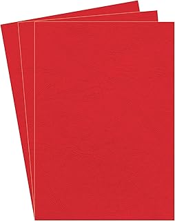 Fellowes 100% Recyclable A4 Leatherboard Binding Covers Heavyweight 250gsm Presentation Covers - FSC, Red, Pack of 100