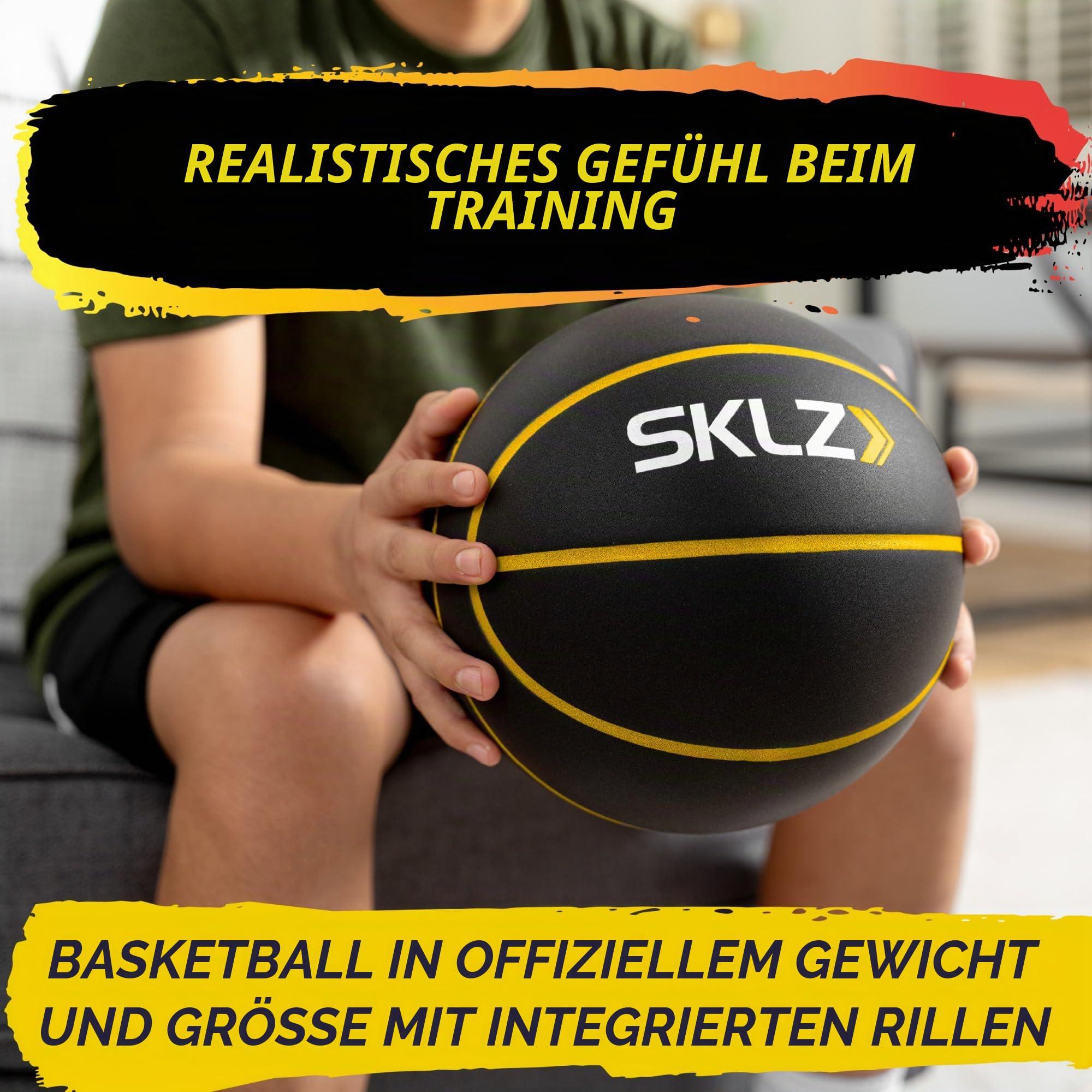 SKLZ Bashhhketball Pro Silent Basketball - Offizieller Schaumstoff-Basketball in Größe 7, 74,9 cm Indoor-Trainingsball mit echter Sprungkraft, leisem Dribbling, robuster Konstruktion und echten