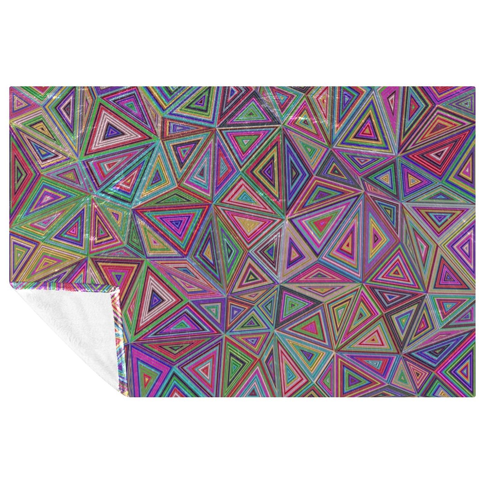Couverture douce et chaude mosaïque colorée 150x100 cm pour lit et canapé