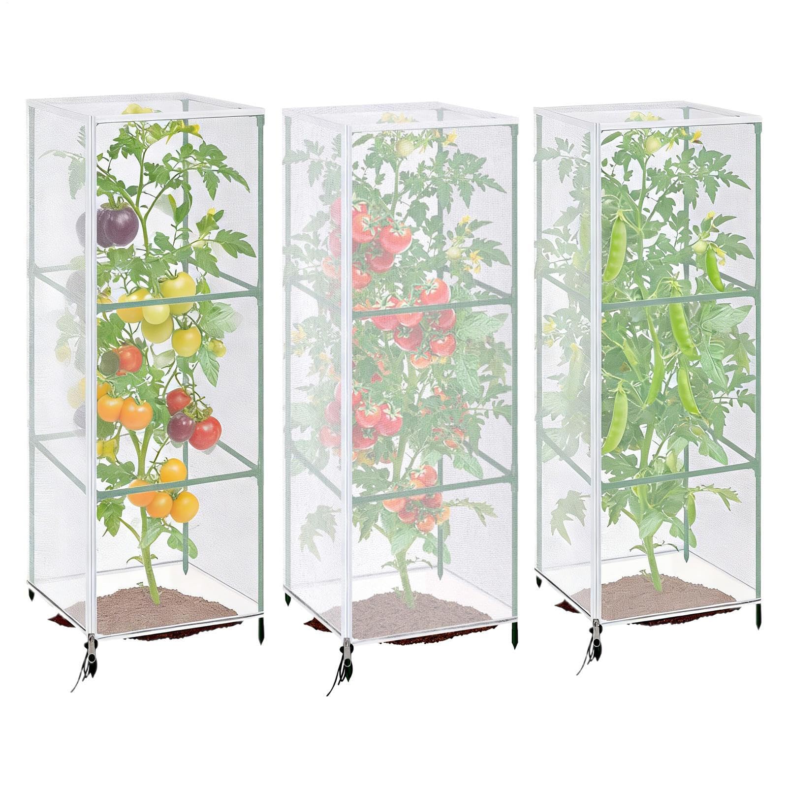Protezione per piante, rete quadrata anti-moscerino, 150 x 45 cm, protezione per piante da giardino con cerniera e coulisse, per gatti, scoiattoli, , frutta, fiori, fragole, pomodori, balconi
