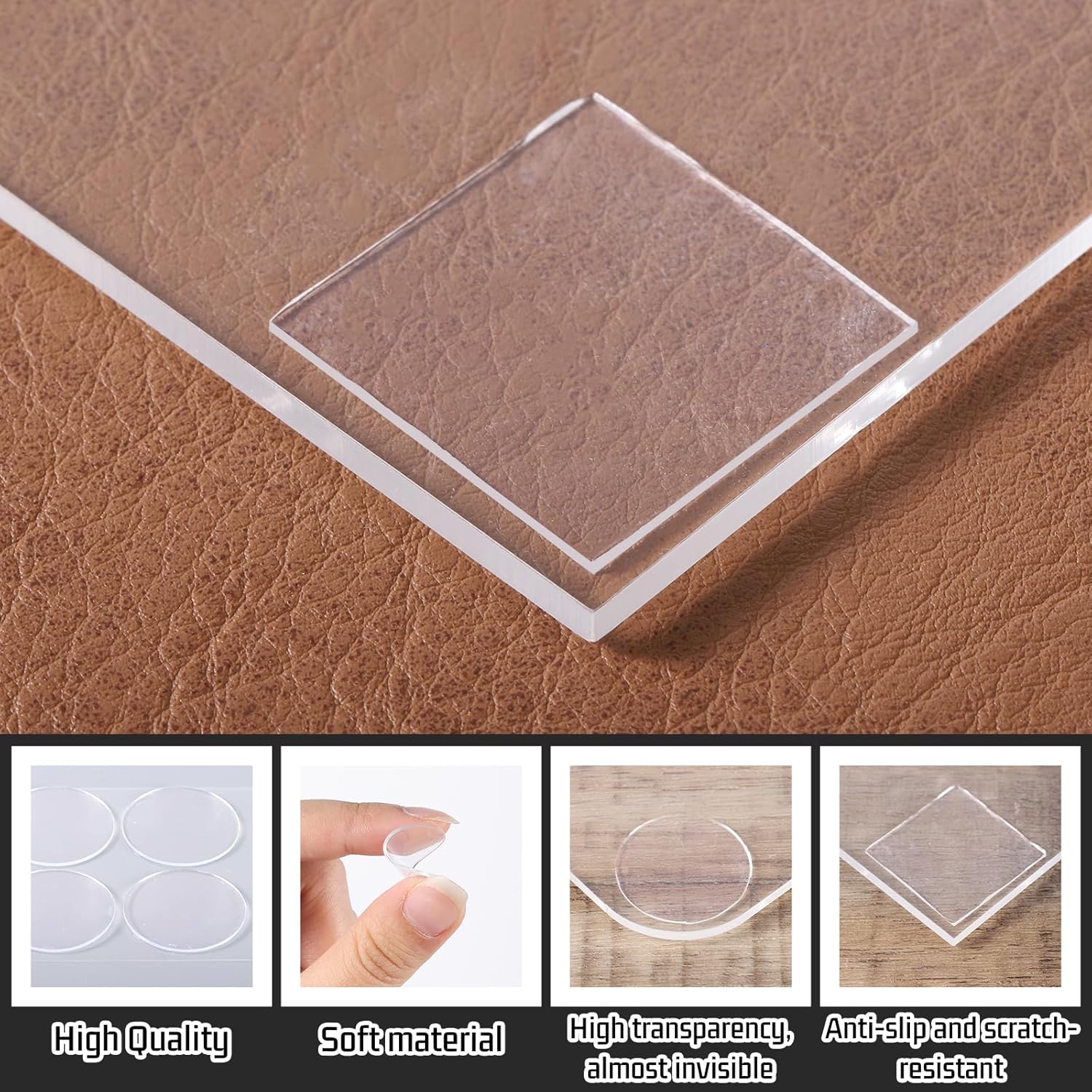 32 PCS Glass Table Top Bumpers, Glass Table Top Anti Slip Pads Clear Non-Adhesive Rubber Pads Extremely Soft Glasses Dining Tables Tops Bumpers for Glasses Tables Tops Spacer (Round & Square)