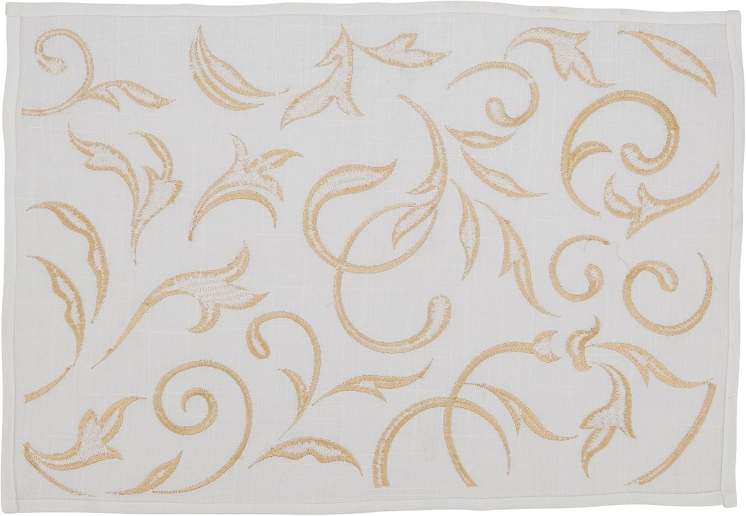 Saro Lifestyle Botanical Embroidered Leaves Placemat (Set of 4), Gold, 14"x20"