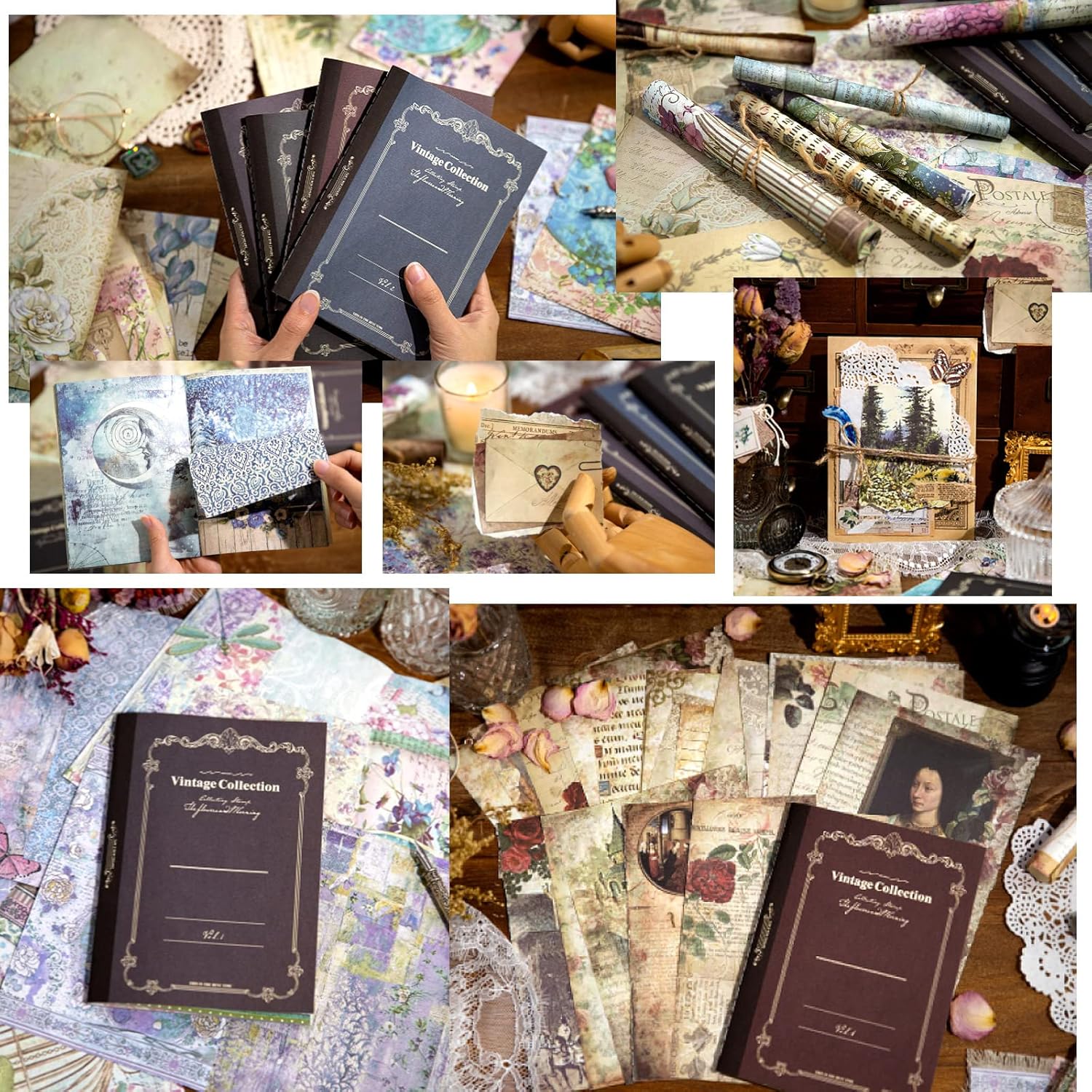 160 PCS Scrapbook Paper Book Vintage Scrapbooking Supplies Journaling Craft Kits Aesthetic Supplies for Journals Junk Supplies Room Decor : Arts, Crafts & Sewing