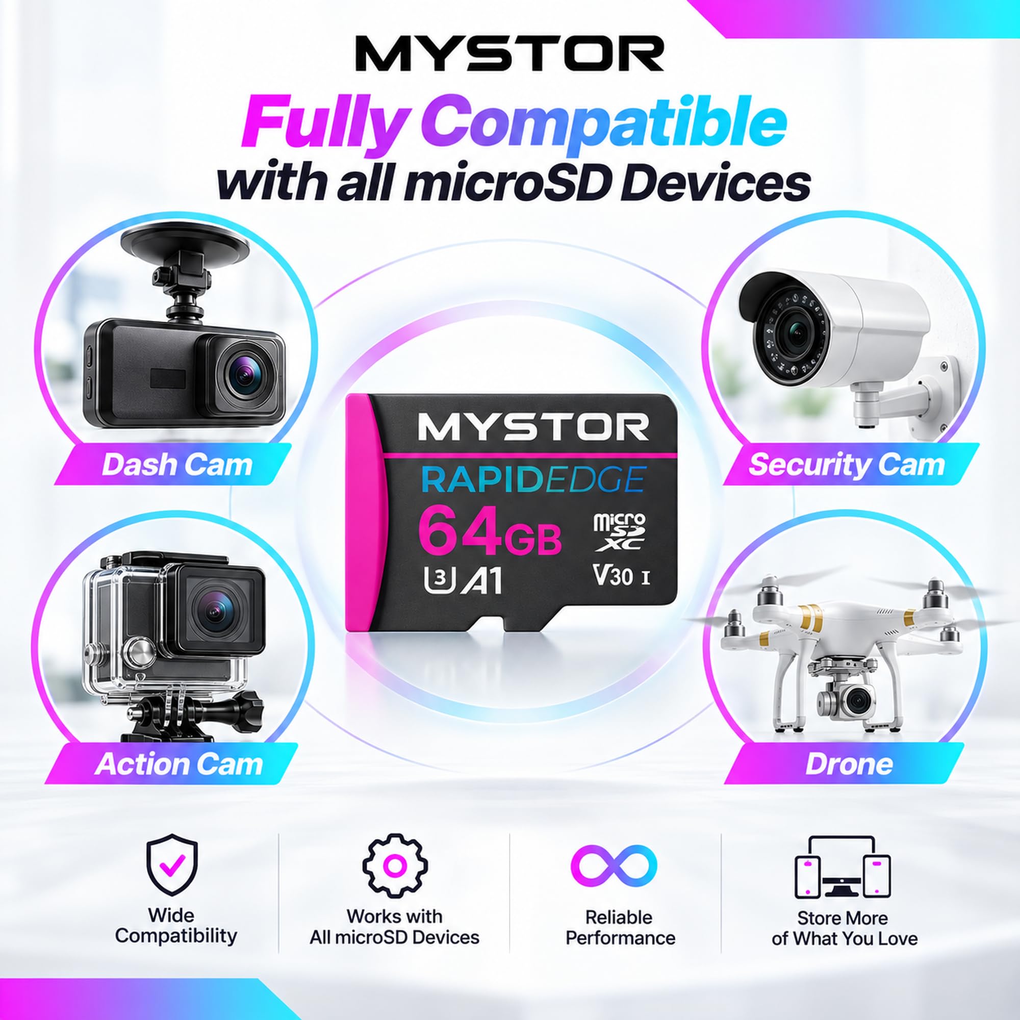 Mystor Cartão de memória Go Pro de 64 GB para GoPro Hero 13, 12