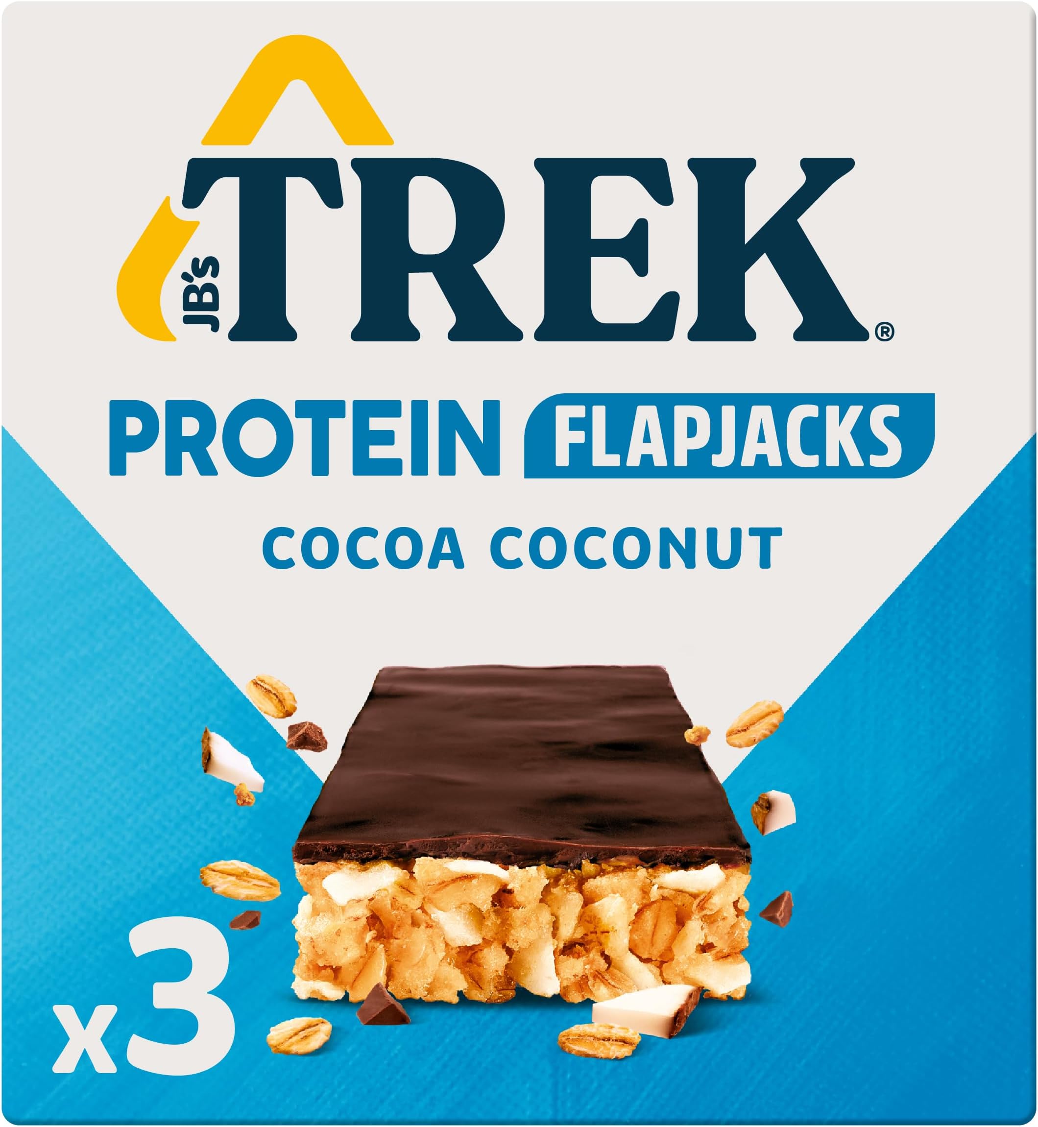 High Protein Flapjack Cocoa Coconut - Gluten Free - Plant Based - Vegan Snack - 50g x 3 bars