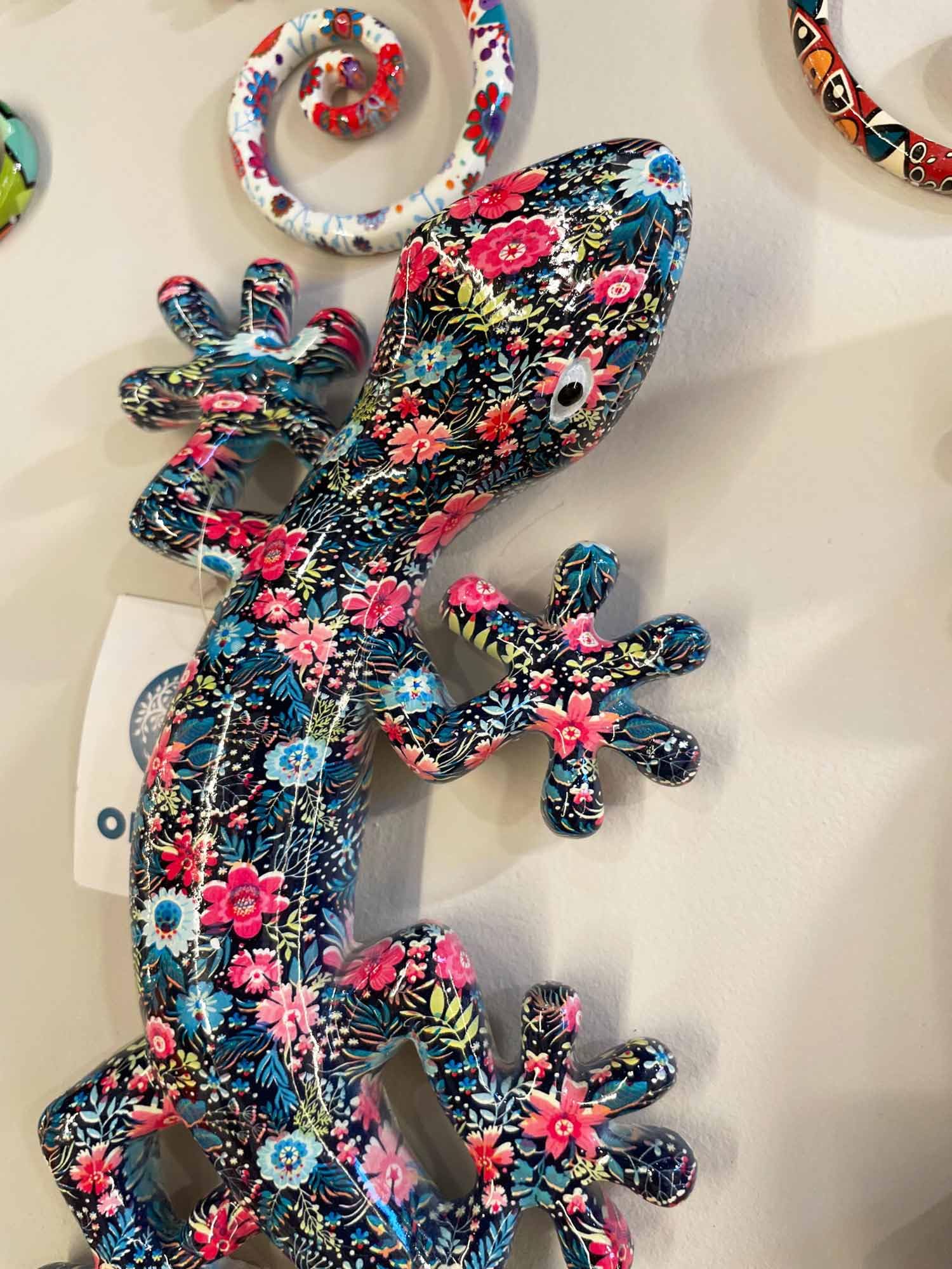 Figurine Salamandre Gecko Colorée En Résine - Décoration Murale Ou De Table, Hauteur 35 Cm, Porte-bonheur