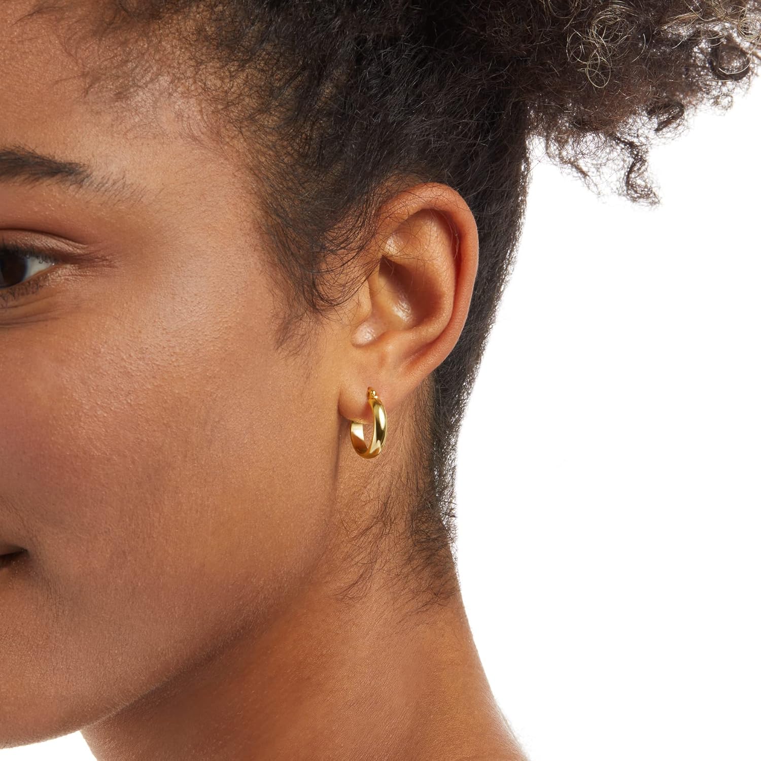 Amazon Essentials 14K Gold or Sterling Silver Plated Polished Dome Hoop - Image 2