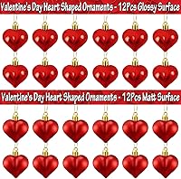 Vista 2 de 24 adornos en forma de corazón para el día de San Valentín, bolas de corazón brillantes y mate, decoraciones colgantes para el día de San Valentín