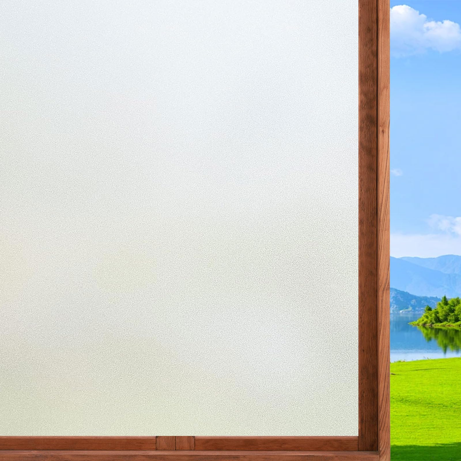 Frosted Privacy Glass Window Film 110 x 400 cm Anti-Uv Static Cling Without Glue, Privacy Opaque Self-Adhesive Glass Film for Windows for Office, Home, Kitchen, Pure scrub